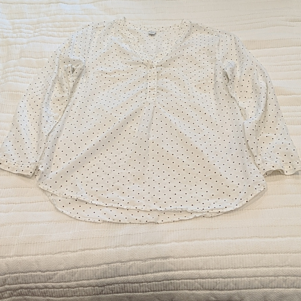 Old Navy White & Black Dot Thin Long Sleeve Tunic
